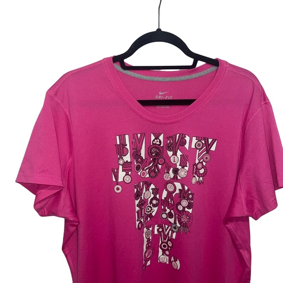 Nike Women's Pink Dry Fit "Just Do It" Top Sz XXL - Picture 3 of 12